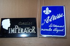 Lot of 2 small advertising plates vintage men's clothing 60s in vgc
