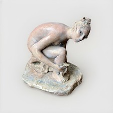 Vintage Sculpture Bathing Woman Modern MCM Design Ceramic Signed Raffetto