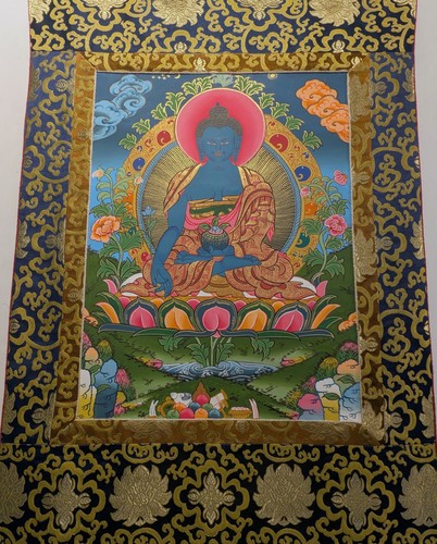 Tibet thangka peinture bleu - thangka,