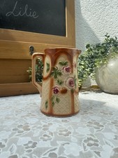 Antique sling pitcher floral decor roses Saint Amand? - 19th Century Pitcher