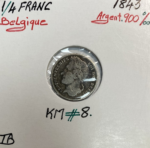 Belgique franc 1843 - -, 1/4