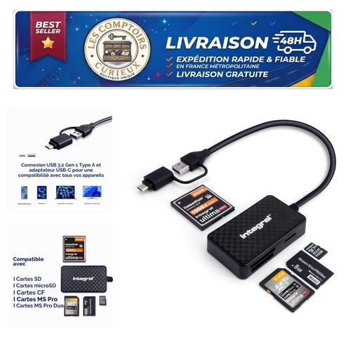 Lecteur cartes mémoire 4en1