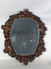Rare Antique Waxed Wood Carved Frame Mirror 49x41cm Dated 1862 Signed SB574
