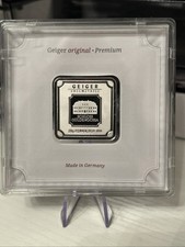 Geiger Edelmetalle 20g 999 Fine Silver Square Bar in Plastic Assay Capsule + Uv