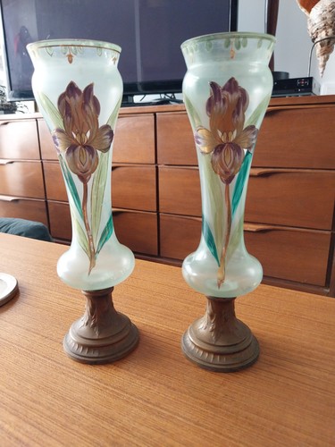 Paire vases emailles - paire,