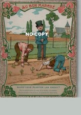 Chromo AU BON MARCHE - Children's songs: DO YOU KNOW HOW TO PLANT CABBAGES?