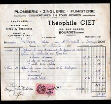 BOURGES (18) PLUMBING COVER ZINGUERIE RAMONAGE ""Theophile GIET"" in 1945