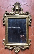 PETIT MIROIR EN BOIS SCULPTÉ ET DORÉ ITALIE FIN XVIII 18eme GLACE MERCURE