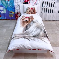 Yorkshire Chien Set 2pezzi Lit Simple copripiumino 160x200cm Coton Réversible