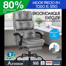 ALFORDSON Chaise de Bureau Ordinateur Siège en Cuir PU Travail Inclinable Jeu