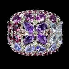 925 Bague en Argent Poire Améthyste Péridot Saphir Gemmes Naturelles Bijoux