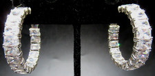 LE MONDE DES BIJOUX STERLING SILVER 925 Crystal Hoop Earrings
