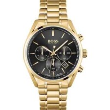 HUGO BOSS HB1513848 Champion Gold Chrono Black Dial Men's Watch 44mm