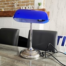 Lampe Notaire Banquier Avocat Opaline Bleu