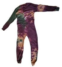 #followme Purple Blue Tie Dye Waffle Knit Thermal One Piece Longjohns Sz M