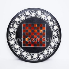 21 " Rond Marbre Jeu D'Échecs Jeu Table Pierre Handmade Incrustation