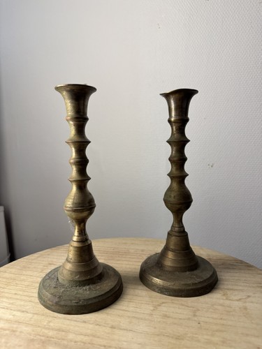 Paire bougeoirs anciens - paire,