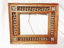 ANTIQUE ORIENTAL ART MIRROR FRAME MOUCHARABIEH IN MARQUETRY circa 1930's