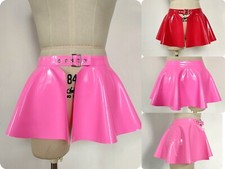Ladies Latex Rubber Skirt Mini Skirt Fetish in front Open Cosplay Gummi Skirt US