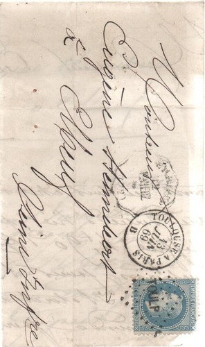 Lettre etampes elbeuf 1869 - tb,