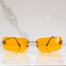 Chanel Sunglasses 2051 Vintage Yellow Bezel Glasses Y2k Rimless