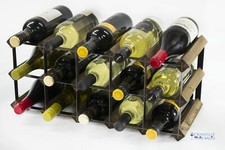 Cranville Vin Rack Rangement 15 Bouteille Noyer Teinture Bois/Métal Noir Monté