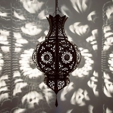 Lanterne Arabe Lampe Marocaine Suspension YAMINA Marron ARTISANALE H55cm