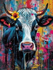 Photo A4 Vache Peinture