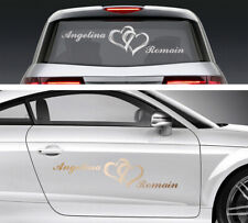 STICKER DECO VOITURE MARIAGE COEURS + PRENOMS BD413