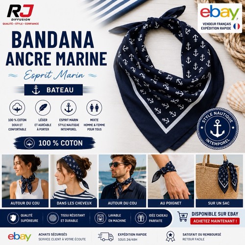 Bandana ancre marine esprit - marine,