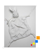 Doudou Plat Lapin Blanc Gris