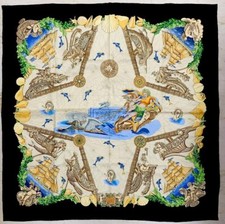 Hermes Paris Blade L Oceane Silk Scarf Square 90
