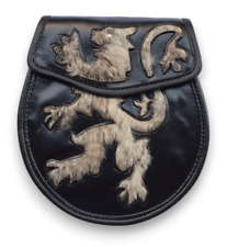 Écossais Homme Lapin Fourrure Lion Rampant Noir Kilt Sporran Cuir ,Chaîne & Belt