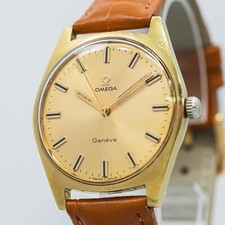 *Exc+5* Vintage 1969 OMEGA Geneve Cal.601 Hand Winding Gold Dial 34mm Mens Watch