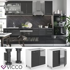 Meuble bas 80 cm Meuble de cuisine Kitchenette Fame-Line blanc anthracite VICCO