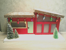 Wood Mid Century Retro Christmas Village House 13" wide x 7" tall