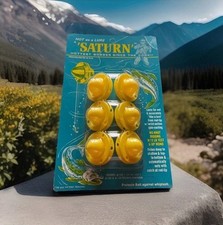 Vintage Saturn 6 Pack lure bobber fishing Yellow New On Sealed Card Model #125