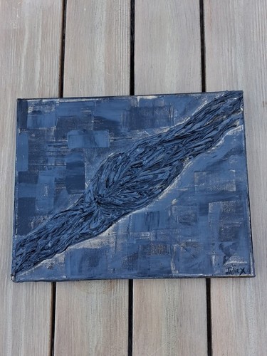 Peinture abstraite tons bleus