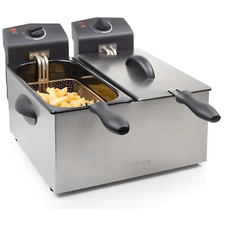 Friteuse à Double Cuve 2 x 3L Thermostats Réglables et Indépendants