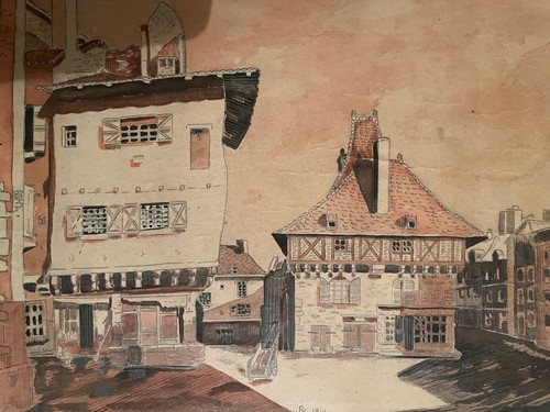 Dessin aquarelle lavis - ,, vue