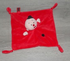 doudou plat clown rouge noir