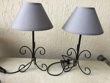 2 lampes pied métal abat-