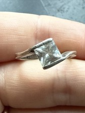 Ancienne Bague En Argent Massif 925 Jonc Alliance Anneaux Créateur zirconium 