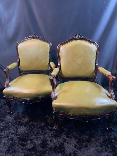 Paire larges fauteuils xixe - de,