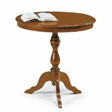 Petite Table De Sofa Salon Rond Art Pauvre Noyer Sombre Classique