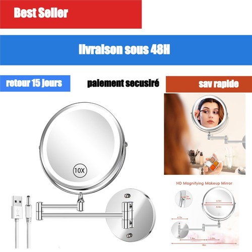 Miroir maquillage mural led - maquillage,
