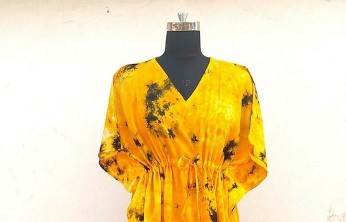 Indien jaune shibori caftan - jaune,