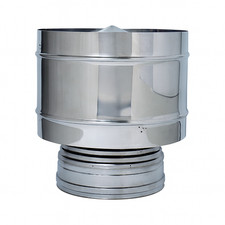 Cheminée à Tonneau Inox Double Paroi Ø 13/18 cm avec Disque Anti-pluie