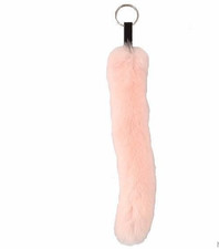Porte-clés queue en peau de Lapin - Rose