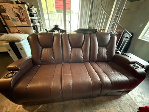 Brown leather seat reclining - brown,